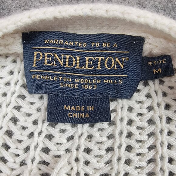 Pendleton Open Front Cardigan Women’s Petite Medium Ombre Blue Cream Knit - Picture 2 of 11